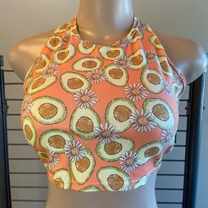 Vibrant Avocado Floral Crop Top